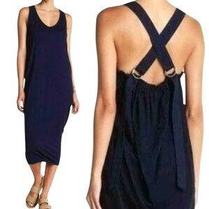 AG Adriano Goldschmied Indigo Blue Alkaline V-Neck Cotton Dress S